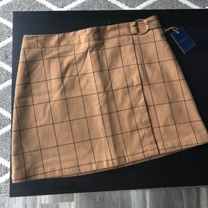 Grid Print Mini Skirt - Size L (runs small) NEW